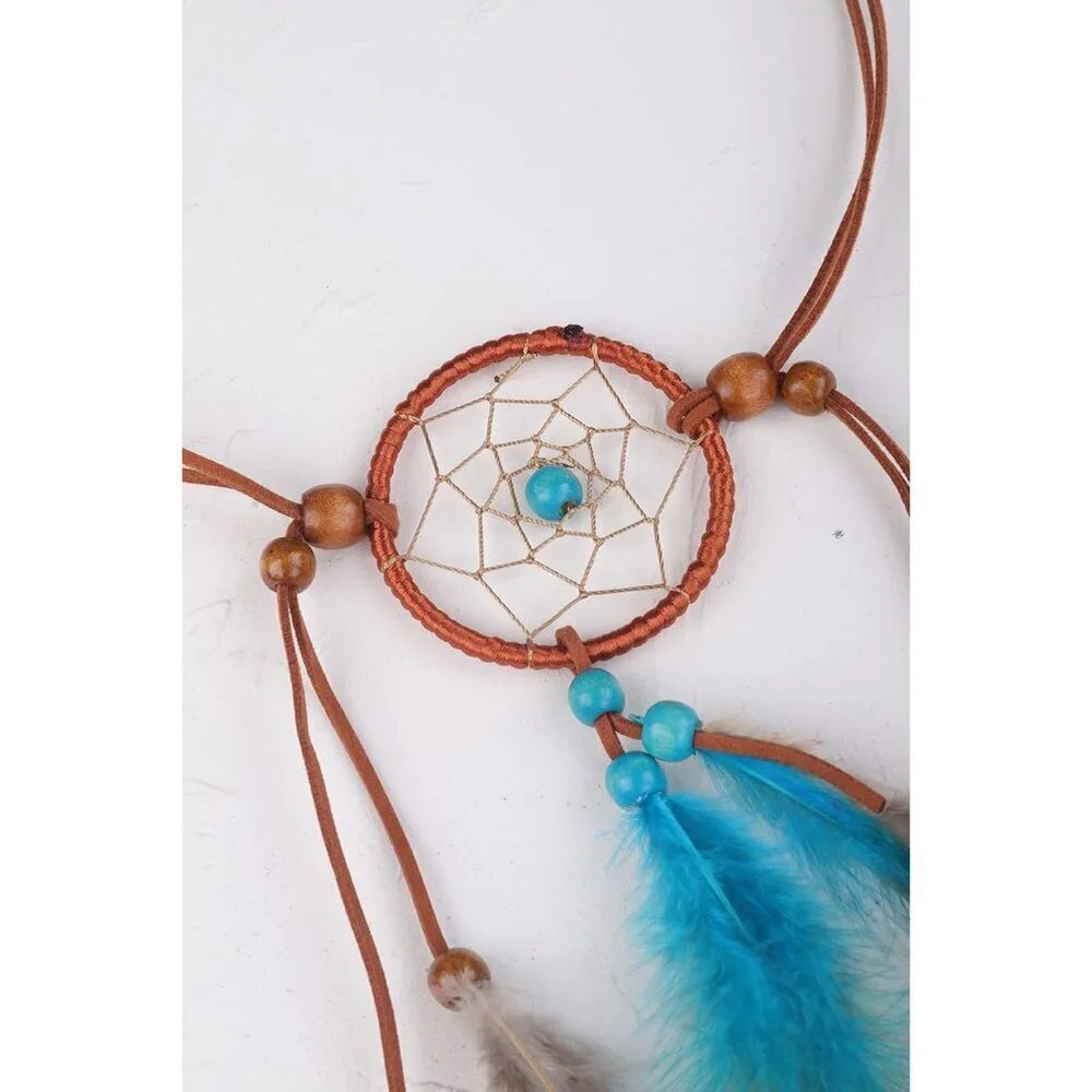 Bohemian Feather Headband Indian Gypsy Elastic Beaded Tassel Accessory